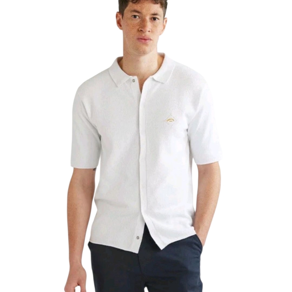 PERCIVAL‎ Receptionist Boucle Shirt White Men's Large Snaps